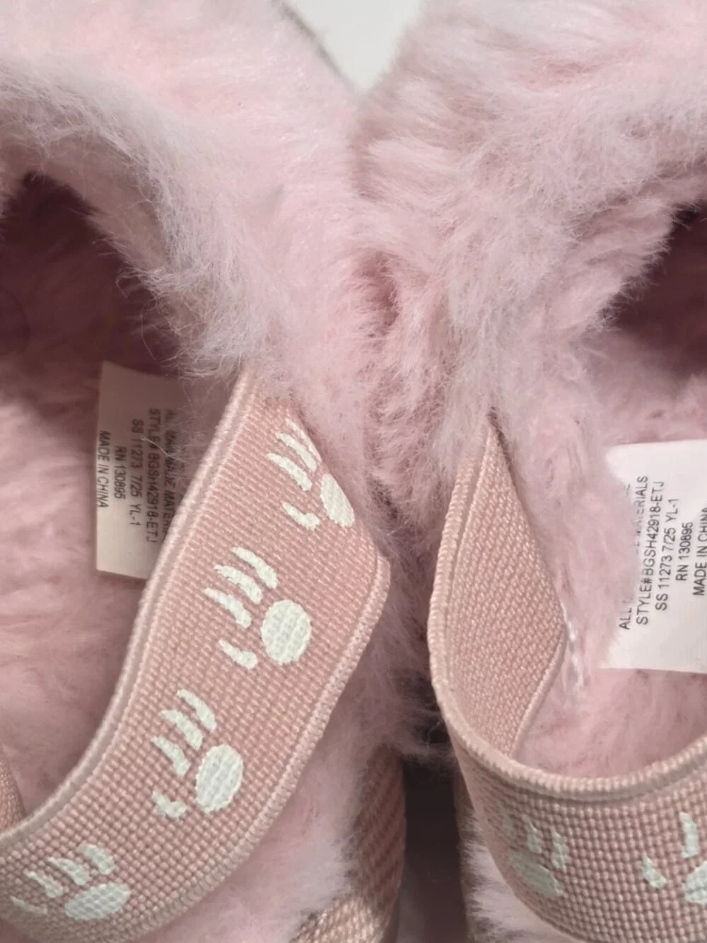 BearPaw Baby Toddler size 4 PINK suede and fur slip on shoes strap Girls